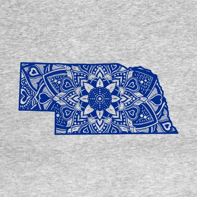 Blue Nebraska State Gift Mandala Yoga NE Art by Get Hopped Apparel